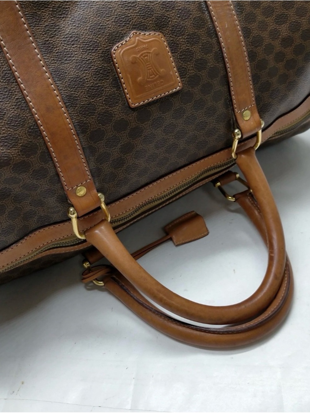 Vintage CELINE Macadam Boston Bag PVC Leather Weekender Travel Bag Ital - Picture 12 of 16